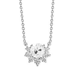 Halo Natürlich Diamant Anhänger rund alter Bergmann 3 Karat mit Kette Gold 14K