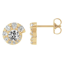 Halo Naturlich Diamant Ohrstecker Rund Alter Bergmann 6.50 Karat Push Backs
