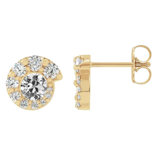 Halo Naturlich Diamant Ohrstecker Rund Alter Bergmann 6.50 Karat Push Backs - harrychadent.ch
