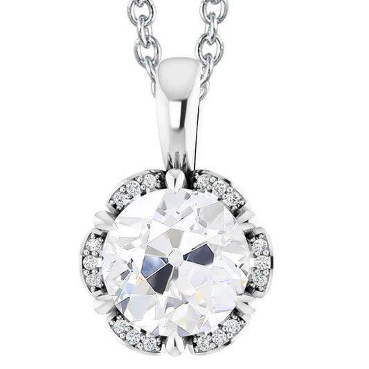 Halo Naturlich Diamanten Eagle Claws Anhänger rund Old Miner Weißgold 14K