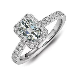 Halo Naturlich Diamantring Mit Akzenten Oval Old Mine Cut 4 Karat