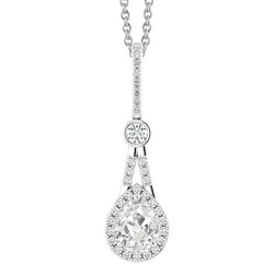 Halo Natürliche Diamant Anhänger Mit Bügel Rund & Birne Old Mine Cut 2,50 Karat