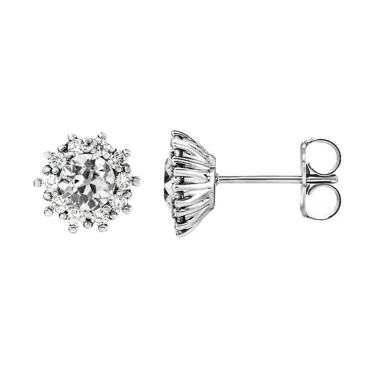 Halo Ohrstecker 4 Karat alter Bergmann Echt Diamant Flower Style Push Backs - harrychadent.ch