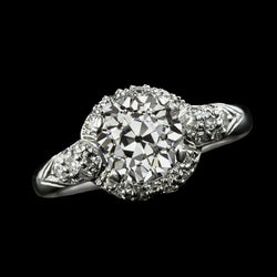 Halo Old Cut Runder Natürliche Diamantring 3 Karat Damen Goldschmuck