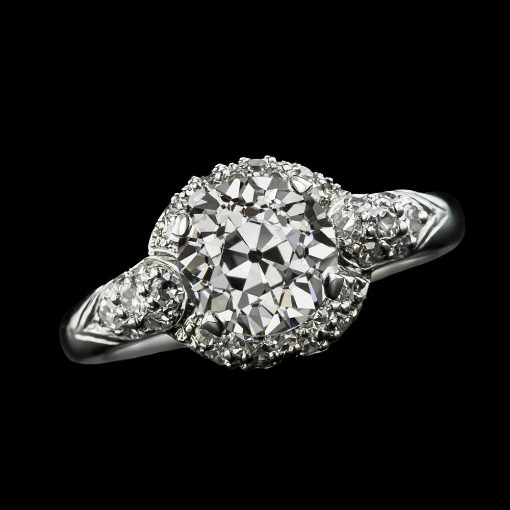 Halo Old Cut Runder Natürliche Diamantring 3 Karat Damen Goldschmuck