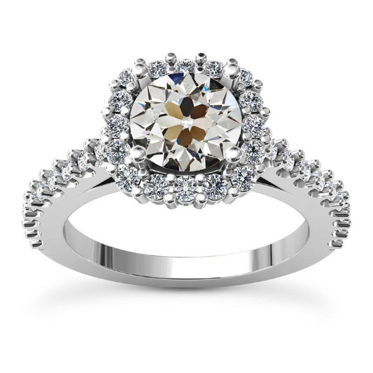 Halo Old Mine Cut Naturliche Diamantring Mit Akzenten 5,75 Karat Gold