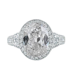 Halo Oval Alter Bergmann Echt Diamant Ring Channel Set 7,75 Karat Schmuck