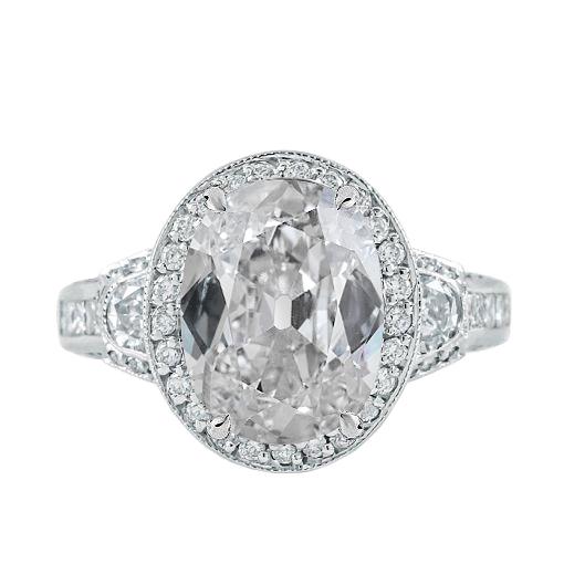 Halo Oval Alter Bergmann Echt Diamant Ring Channel Set 7,75 Karat Schmuck