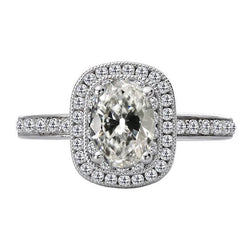 Halo Oval Alter Bergmann Echt Diamant Verlobungsring 8 Karat Vintage-Stil