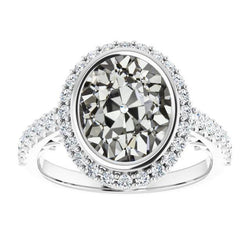 Halo Oval Old Mine Cut Echt Diamantring Lünette Set 9,50 Karat