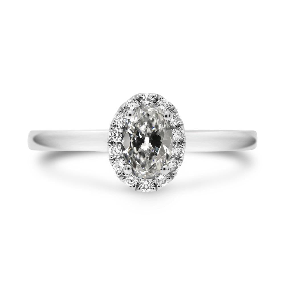 Halo Oval Old Mine Cut Naturliche Diamant-Verlobungsring 14K Gold 3,50 Karat