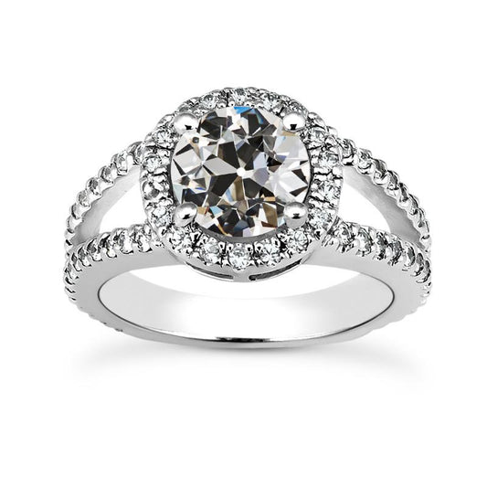 Halo Ring Alter Minenschliff Echt Diamant 14K Gold Split Shank 4,75 Karat