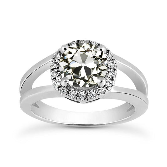 Halo Ring Alter Minenschliff Naturliche Diamant Krappen Split Shank Gold 3,50 Karat