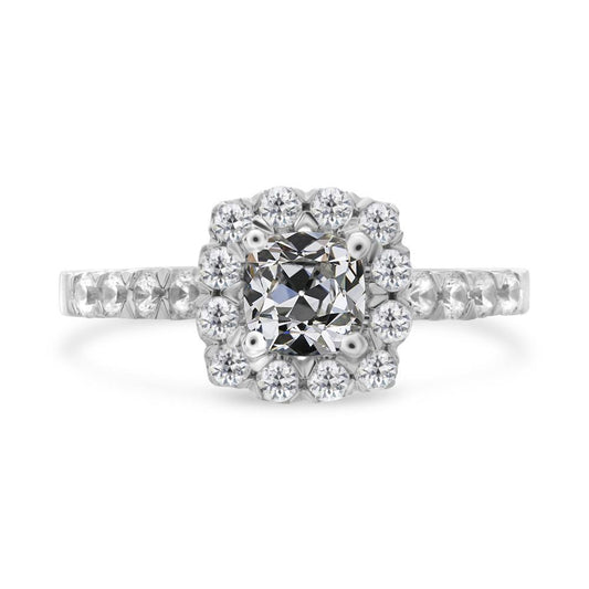 Halo Ring Kissen Altschliff Echt Diamant Gold Damen Schmuck 4.50 Karat