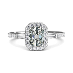 Halo Ring Konisches Baguette & Ovaler Echt Diamant Im Alten Minenschliff 5 Karat