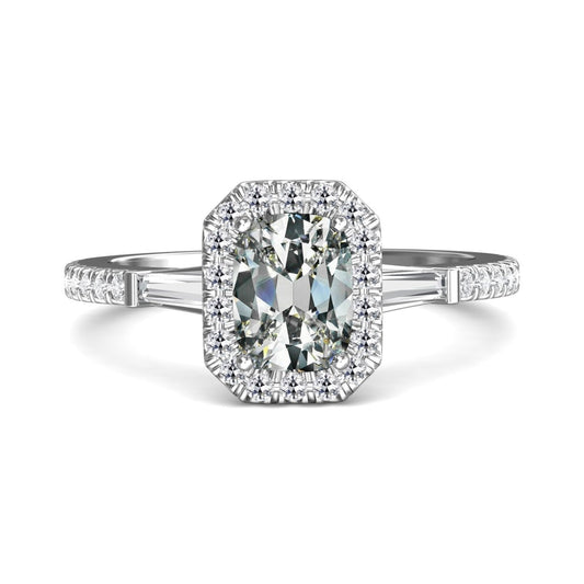 Halo Ring Konisches Baguette & Ovaler Echt Diamant Im Alten Minenschliff 5 Karat - harrychadent.ch