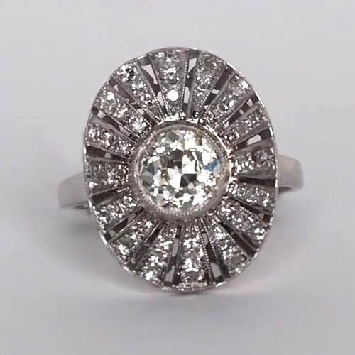 Halo Ring Lünette Set Rund Alter Bergmann Echt Diamanten 2,75 Karat Antiker Stil