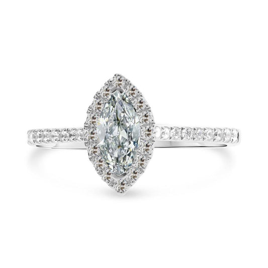 Halo Ring Marquise Old Mine Cut Echt Diamant Weißgold 4,50 Karat - harrychadent.ch