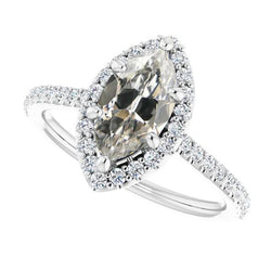 Halo Ring Mit Akzenten Rund & Marquise Alter Bergmann Naturlich Diamant 7,25 Karat