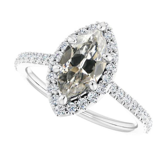 Halo Ring Mit Akzenten Rund & Marquise Alter Bergmann Naturlich Diamant 7,25 Karat - harrychadent.ch