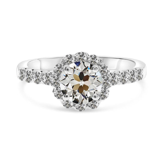 Halo Ring Rund Alter Bergmann Echt Diamant 14K Weißgold 4,50 Karat - harrychadent.ch