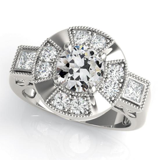 Halo Ring Rund Alter Bergmann Echt Diamant Filigran Milgrain 14K Gold 5 Karat - harrychadent.ch