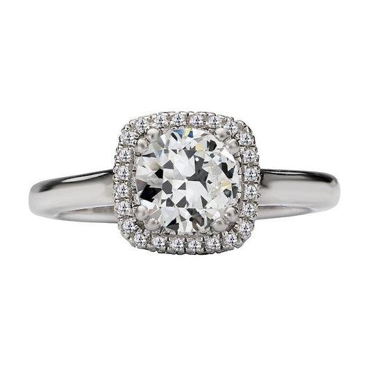 Halo Ring Rund Alter Bergmann Echt Diamant Gold 4 Karat