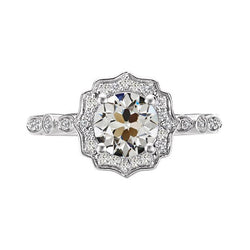 Halo Ring Rund Alter Bergmann Echt Diamant Vintage-Stil Krappen Set 4 Karat