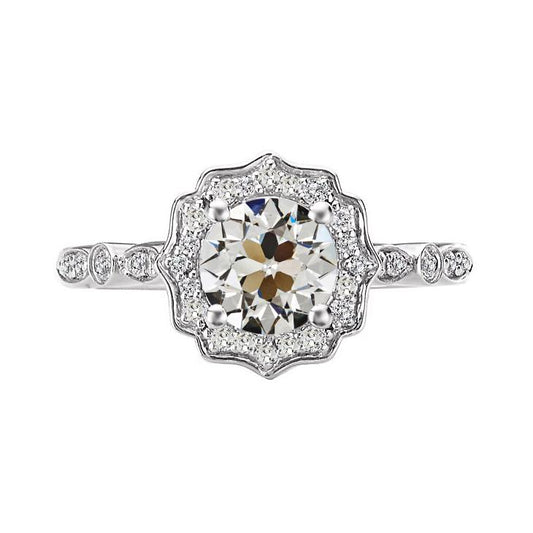 Halo Ring Rund Alter Bergmann Echt Diamant Vintage-Stil Krappen Set 4 Karat - harrychadent.ch