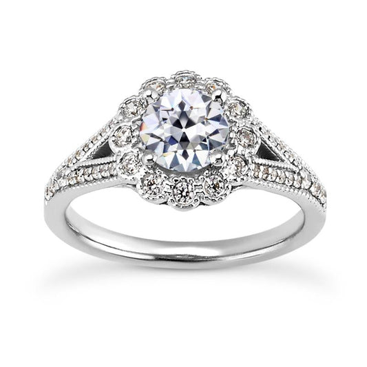 Halo Ring Rund Alter Bergmann Naturliche Diamant Flower Split Shank 4.50 Karat