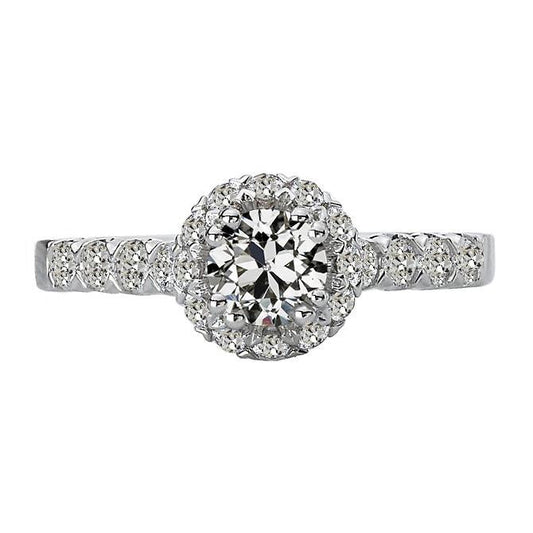 Halo Ring Rund Alter Minenschliff Natürlich Diamant Damen Schmuck 14K Gold 5 Karat - harrychadent.ch