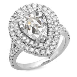 Halo Ring Rund & Birne Alter Bergmann Echt Diamant Doppelstift Set 12,50 Karat