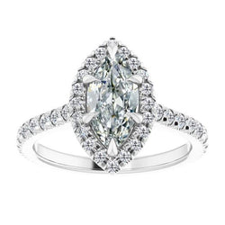 Halo Ring Rund & Marquise Alter Bergmann Echt Diamant 6 Zinken Set 6 Karat