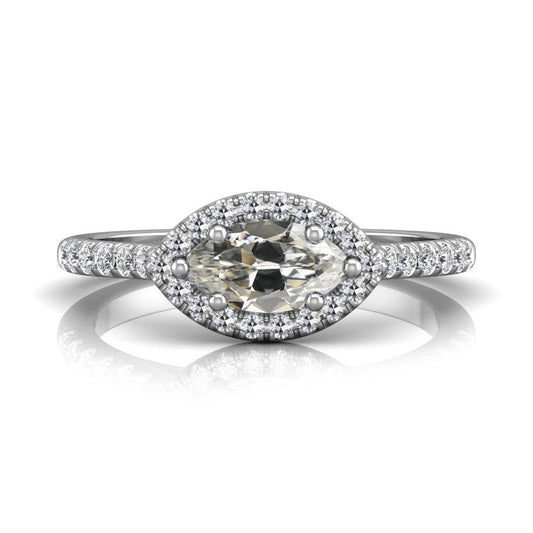 Halo Ring Rund & Marquise Alter Bergmann Naturlich Diamant 6 Zinken Set 4 Karat Gold - harrychadent.ch