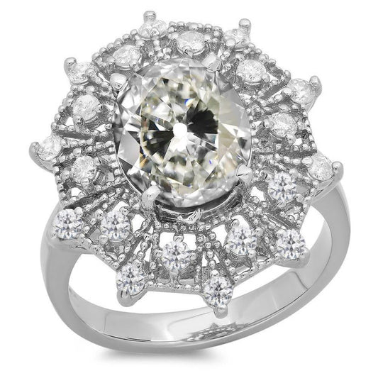 Halo Ring Rund & Oval Alter Bergmann Echt Diamant Flower Style 9 Karat