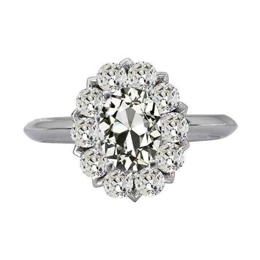 Halo Ring Rund & Oval Alter Bergmann Echt Diamant Flower Style 9 Karat Gold - harrychadent.ch