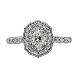 Halo Ring Rund & Oval Im Alten Minenschliff Echt Diamant Blumenstil 4 Karat