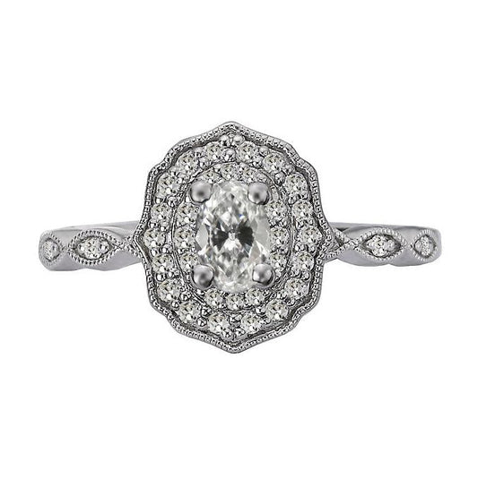 Halo Ring Rund & Oval Im Alten Minenschliff Echt Diamant Blumenstil 4 Karat - harrychadent.ch