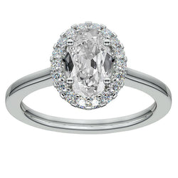 Halo Ring Rund & Oval alter Bergmann Echt Diamant 14K Goldschmuck 6,50 Karat