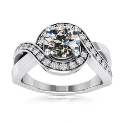 Halo Ring Runder Alter Bergmann Naturliche Diamant Twisted Shank 4,25 Karat Zinken-Set