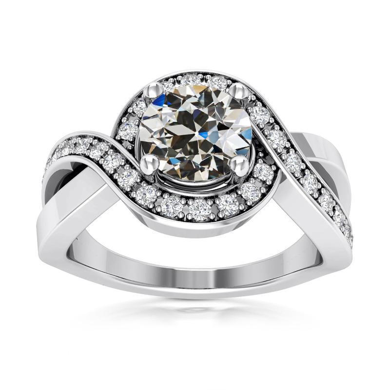 Halo Ring Runder Alter Bergmann Naturliche Diamant Twisted Shank 4,25 Karat Zinken-Set