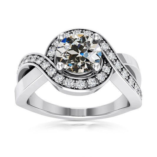 Halo Ring Runder Alter Bergmann Naturliche Diamant Twisted Shank 4,25 Karat Zinken-Set