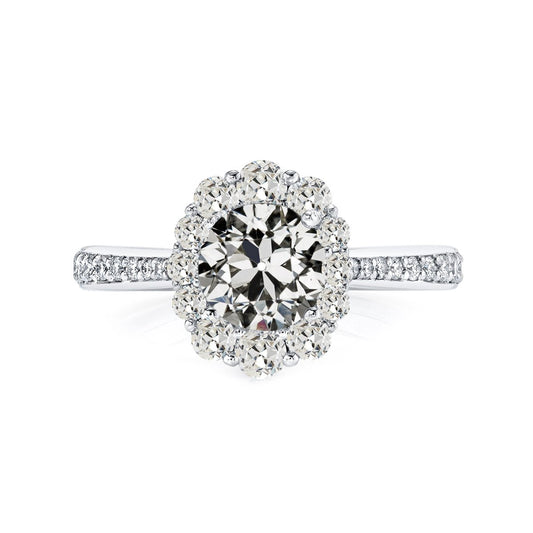 Halo Ring Runder Alter Bergmanns Echt Diamant Mit Akzenten 5 Karat 14K Gold - harrychadent.ch