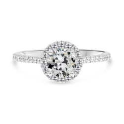 Halo Ring Runder Alter Minenschliff Echt Diamant 14K Weißgold 4 Karat