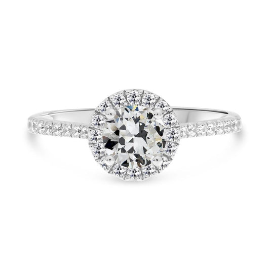 Halo Ring Runder Alter Minenschliff Echt Diamant 14K Weißgold 4 Karat - harrychadent.ch