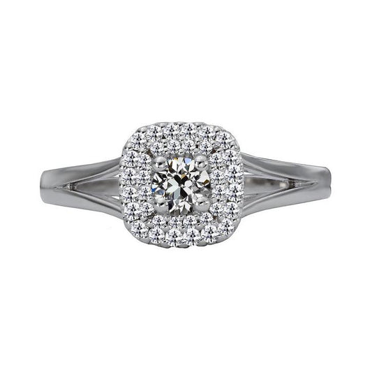 Halo Ring Runder Alter Minenschliff Echt Diamant Mit Geteiltem Schaft 3 Karat - harrychadent.ch