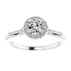 Halo Ring Runder Alter Minenschliff Echt Diamant Vintage-Stil 2.50 Karat