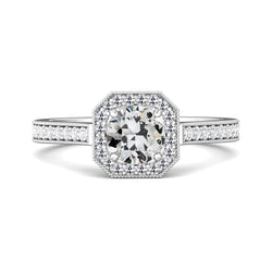 Halo Ring Runder Alter Minenschliff Echt Diamantring Mit Akzenten 3,50 Karat