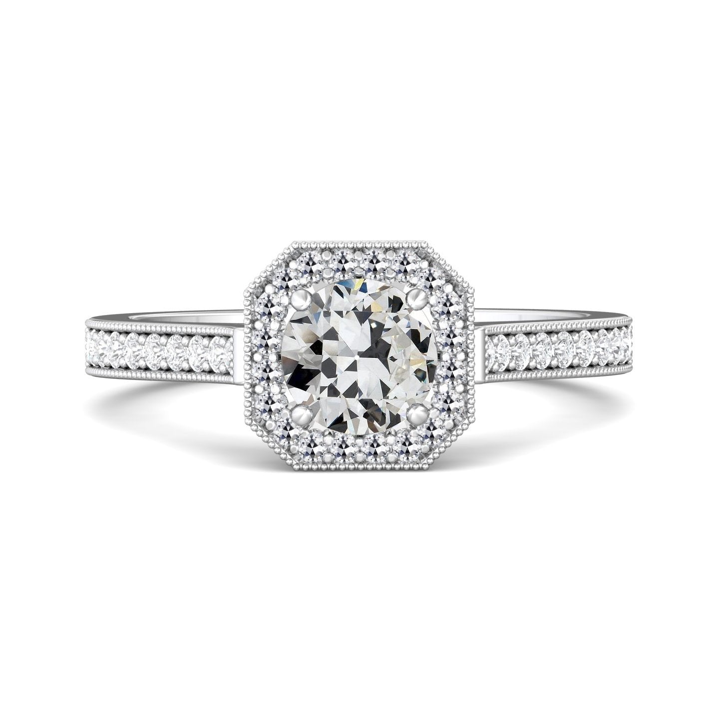 Halo Ring Runder Alter Minenschliff Echt Diamantring Mit Akzenten 3,50 Karat - harrychadent.ch