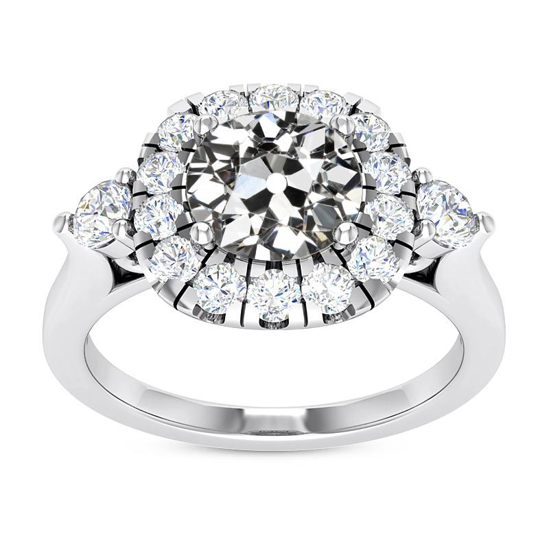 Halo Ring Runder Alter Minenschliff Naturliche Diamant 14K Weißgold 6,50 Karat - harrychadent.ch